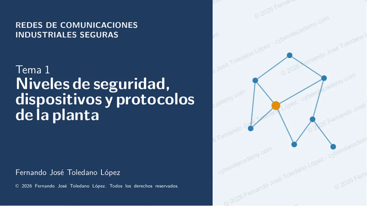 Portada del tema 1 de Redes de comunicaciones industriales seguras